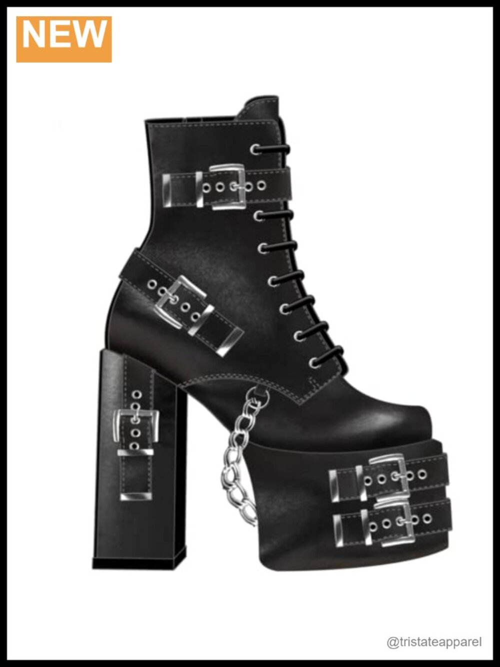 Gothic Platform Lace-Up Ankle Boots Faux Leather Chunky Heel